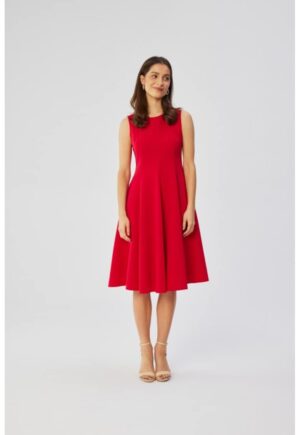 Rochie evazata fara maneci - - Rosu