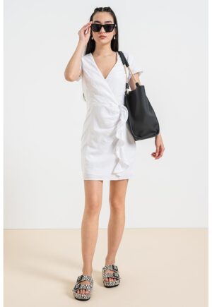 Rochie mini cu decolteu cache coeur - Alb