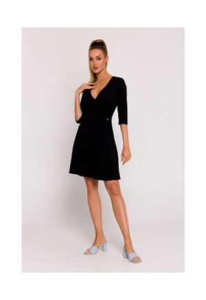 Rochie cu partea de sus suprapusa - negru -