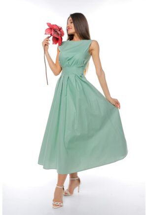 Rochie uni cu buzunare laterale - Verde deschis