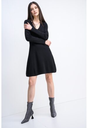 Rochie scurta cu decolteu in V Sibery - Negru
