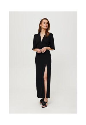 Rochie dama - din vascoza cu scurta suprapunere - Poliester - Albastru - Negru