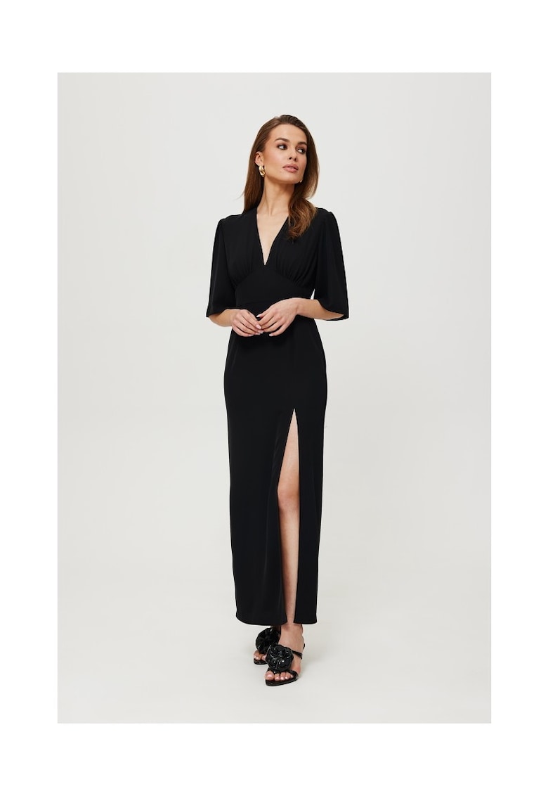 Rochie dama - din vascoza cu scurta suprapunere - Poliester - Albastru - Negru