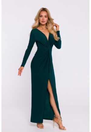 Rochie din tricot elastic cu impletitura - Verde sticla