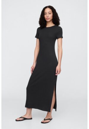 Rochie lunga din amestec de modal si bumbac - Negru