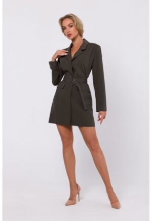 Rochie sacou cu curea - - Kaki