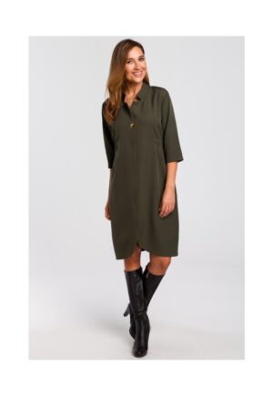 Rochie blazer -  Poliester / Elastan - Negru - Kaki