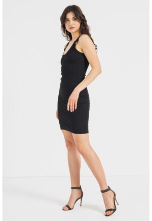 Rochie bodycon din amestec de modal cu decolteu in U - Negru