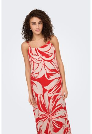 Rochie maxi din modal cu model floral - Rosu/Piersica