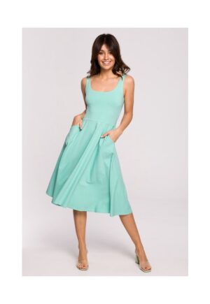Rochie evazata cu bretele subtiri - Verde