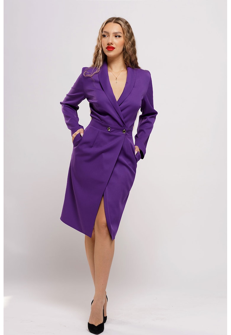 Rochie-sacou cu buzunare - Violet