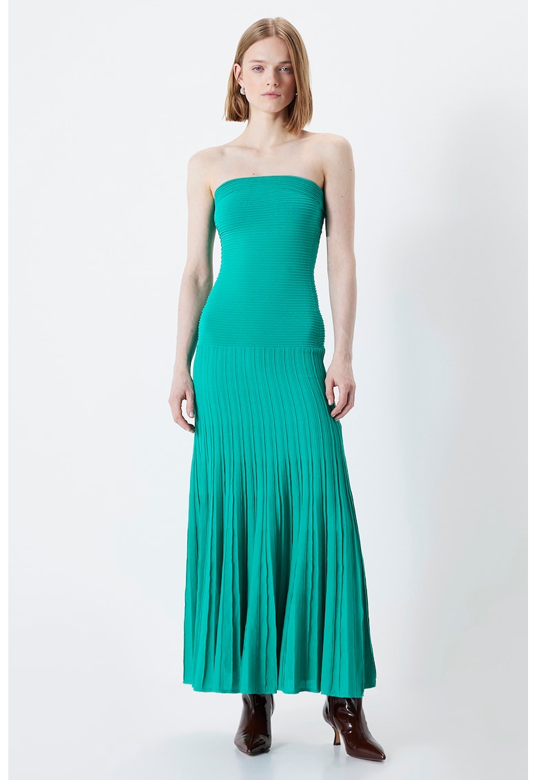 Rochie tricotata fara maneci - Verde persan