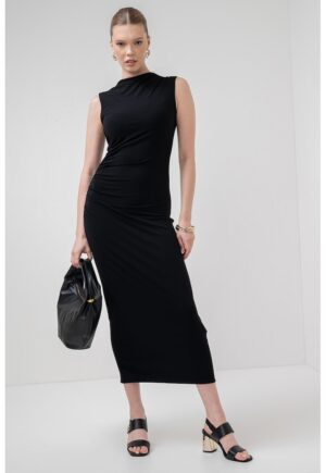 Rochie midi fara maneci Nef - Negru