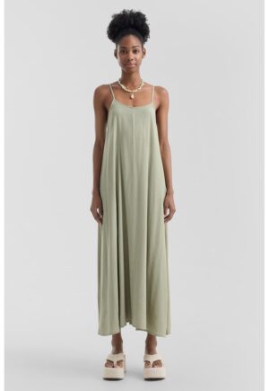 Rochie cu croiala in A - fara maneci - Verde pal