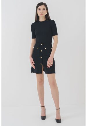 Rochie mini cu croiala A si aspect 2in1 - Negru