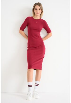 Rochie cu croiala bodycon si decolteu la baza gatului - Rosu inchis