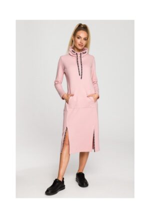 Rochie de dama  Cu maneca - Poliester - Bumbac - Roz pal