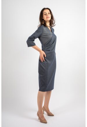 Rochie midi petrecuta Philippa - Gri inchis melange