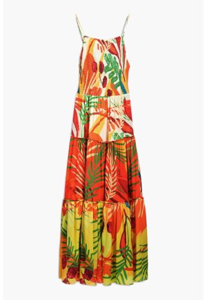 Rochie de plaja cu design tropical - Multicolor