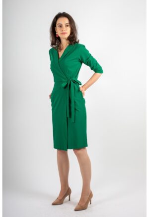 Rochie petrecuta din amestec de bumbac Anne - Verde englez
