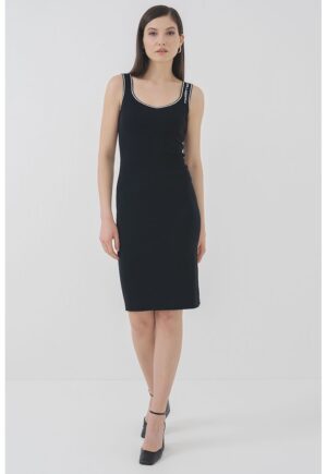 Rochie midi cambrata - Alb/Negru