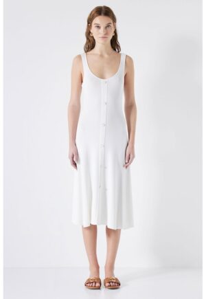 Rochie midi fara maneci - Alb