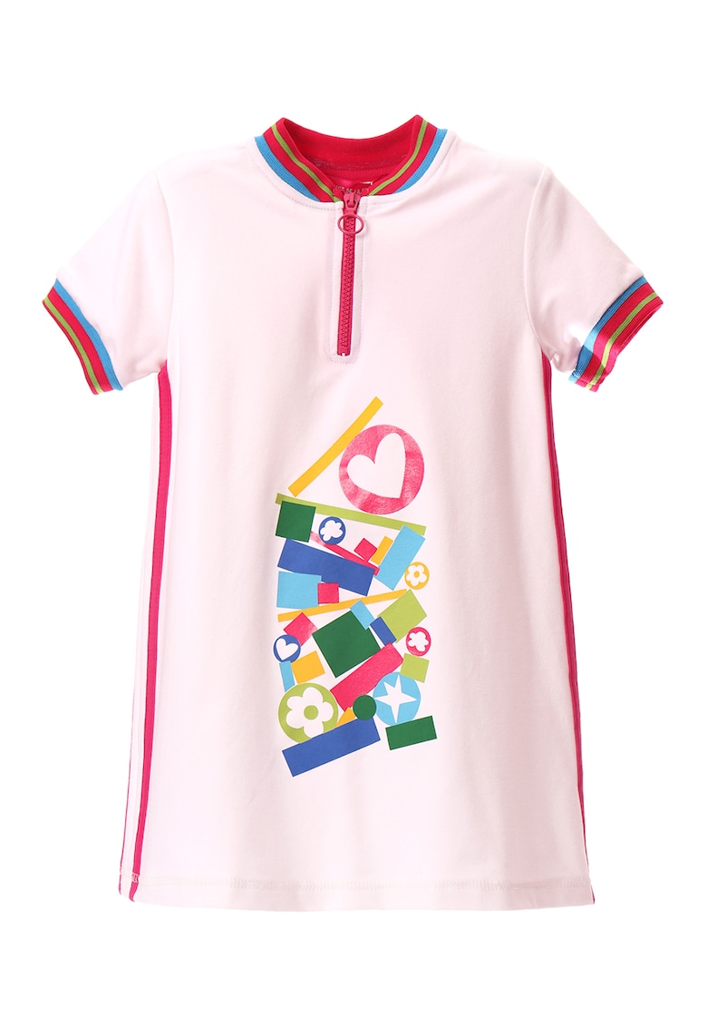 Rochie cu imprimeu si fermoar scurt - Alb/Multicolor