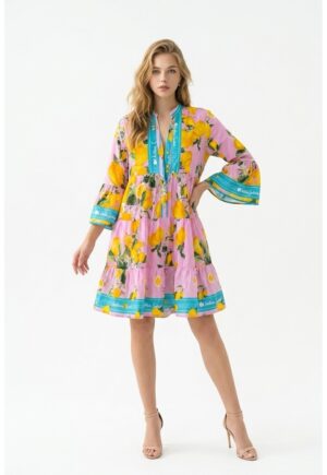 Rochie din bumbac cu imprimeu cu lamai Amalfi - Multicolor