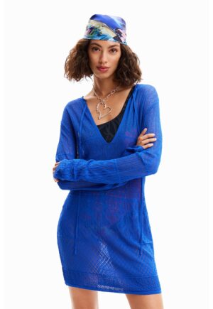 Rochie de plaja cu aspect pointelle El Cairo - Albastru royal