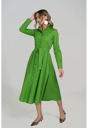 Rochie-camasa cu cordon Klara - Verde aquamarin