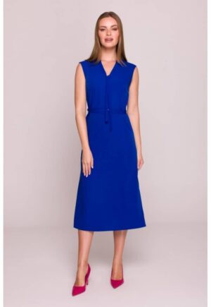 Rochie cu decolteu legat si curea in talie -