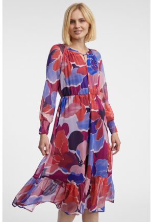 Rochie din sifon cu imprimeu - Multicolor