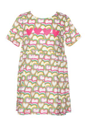 Rochie cu imprimeu cu inimi - Alb/Verde/Roz