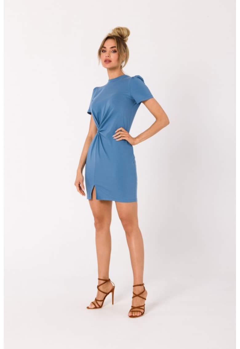 Rochie mini din bumbac - - Albastru