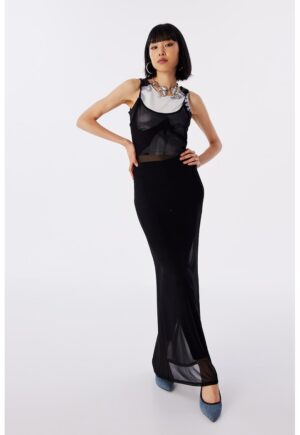 Rochie transparenta cu model 2 in 1 - Alb/Negru