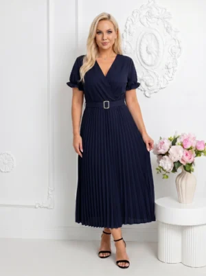 rochie-bleumarin-plisata-midi-cu-curea-in-talie-si-decolteu-in-v