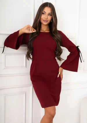Rochie bordo eleganta cu maneci ...