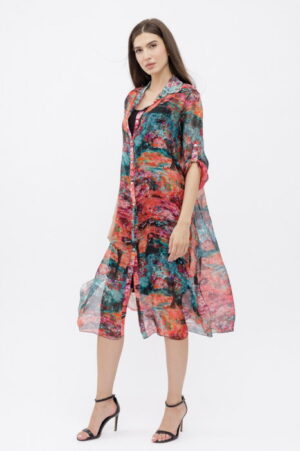 Rochie camasa A-line din matase si vascoza  cu dublura