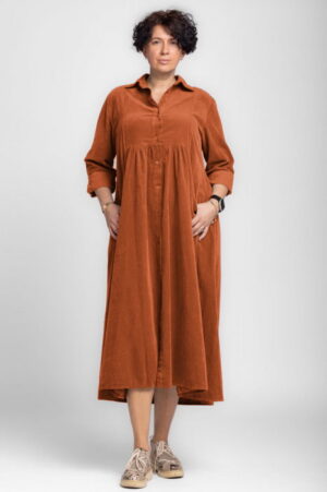 Rochie camasa caramizie din catifea reiata