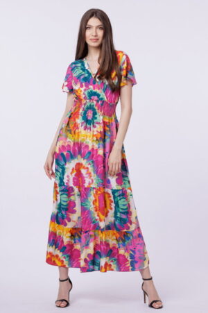 Rochie cu talia evidentiata si bust petrecut