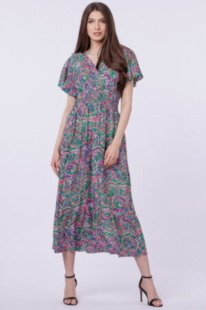 Rochie cu talia evidentiata si bust petrecut