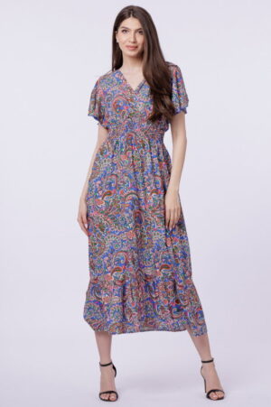 Rochie cu talia evidentiata si bust petrecut