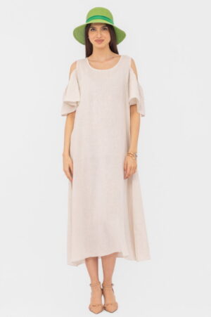 Rochie din in cu umerii goi