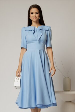 Rochie DY Fashion bleu cu guler amplu si detaliu inima
