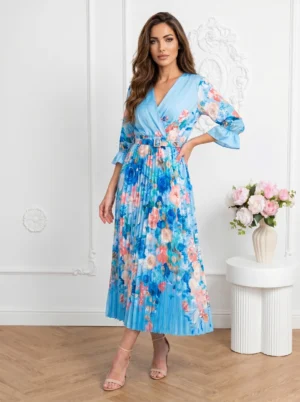 Rochie eleganta albastra plisata...