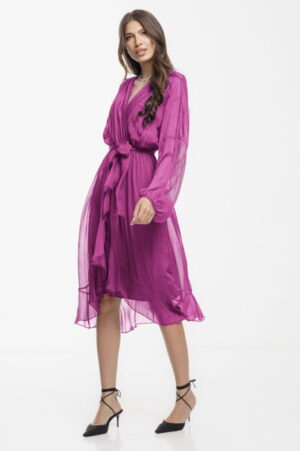 Rochie eleganta din matase si vascoza
