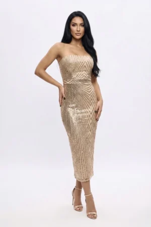Rochie eleganta midi din tafta si broderie pretioasa