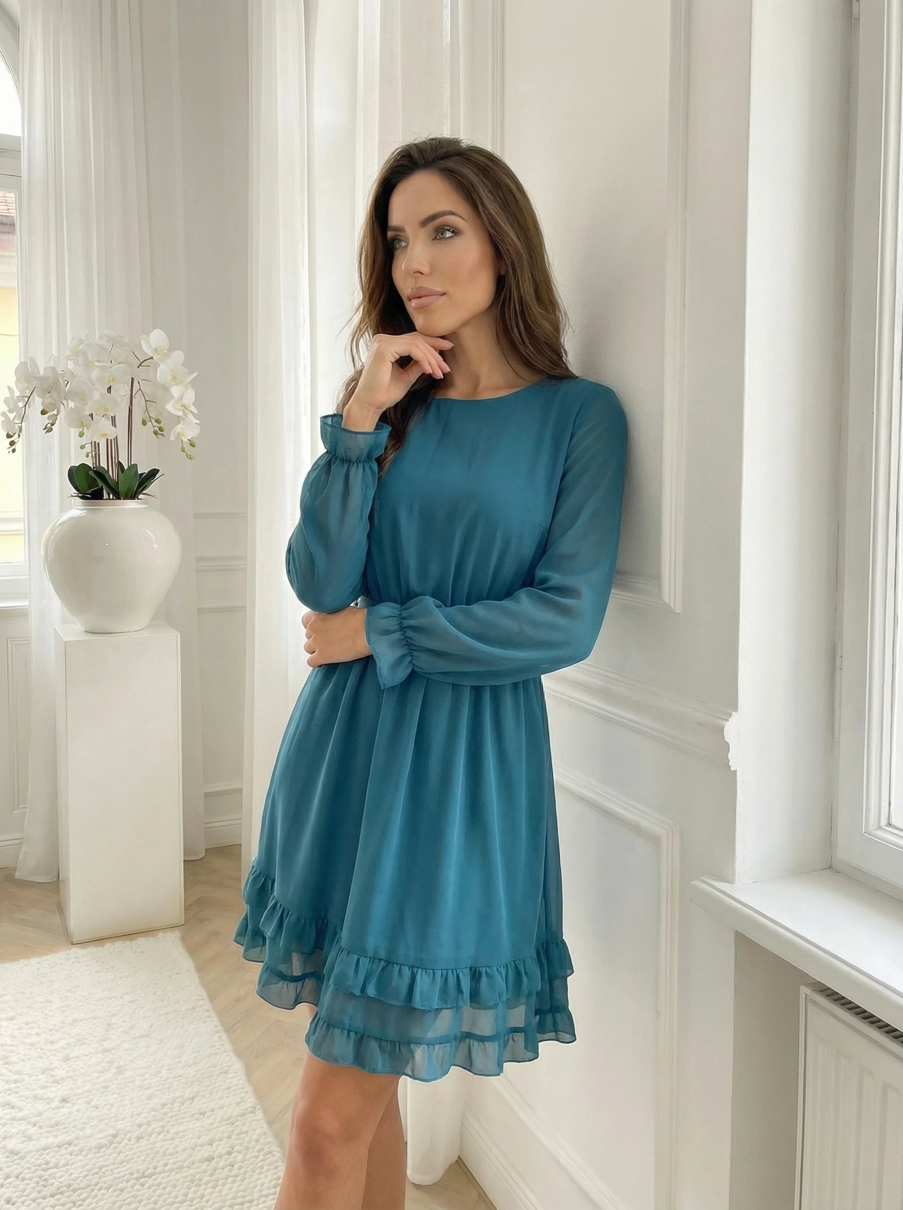 Rochie eleganta scurta turcoaz c... - imagine 2