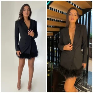 Rochie sacou eleganta cu puf la baza