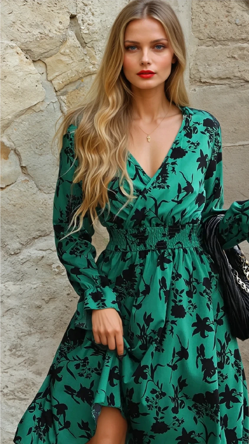 Rochie eleganta cu imprimeu flor... - imagine 2